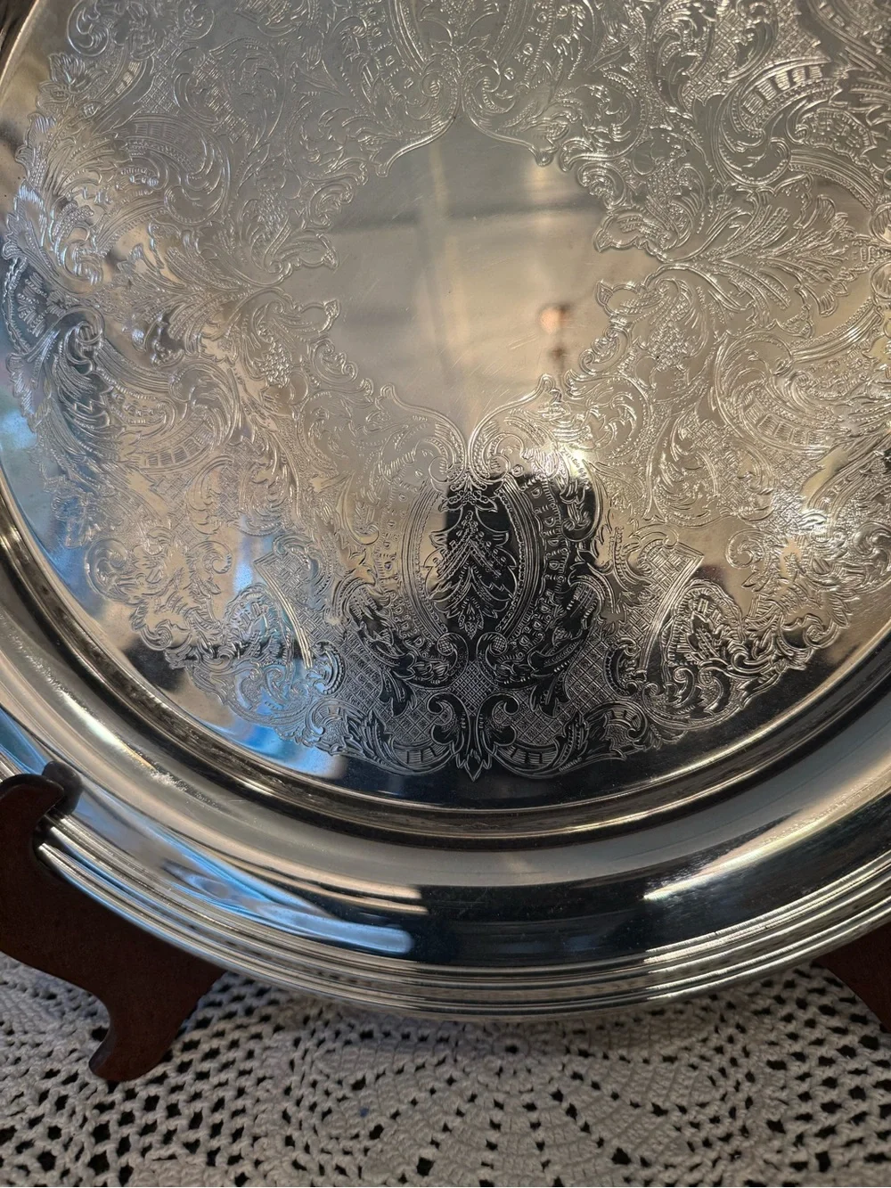 Vtg Oneida USA Silverplate Silver Plate Two Handle Butler’s Tray Heavy 17.75”